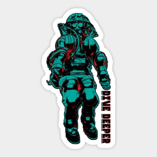 Dive Deeper Black Teal & Red Sticker